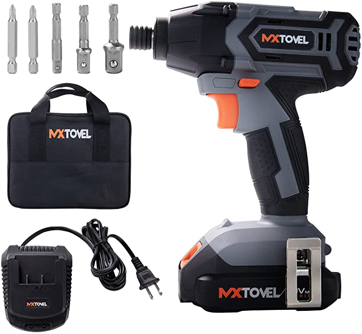 Buy MXTOVEL 20V Cordless Impact Driver Kit 2.0Ah Rechargeable Impact Screwdriver, 132ft-lbs, Max 2300RPM, 1/4