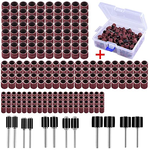 Buy AUSTOR 252 Piece Sanding Drum Kit with Free Box for Dremel Rotary Tool, Including 240 Pieces Drum Sander Sanding Sleeves and 12 Pieces Drum Mandrels 