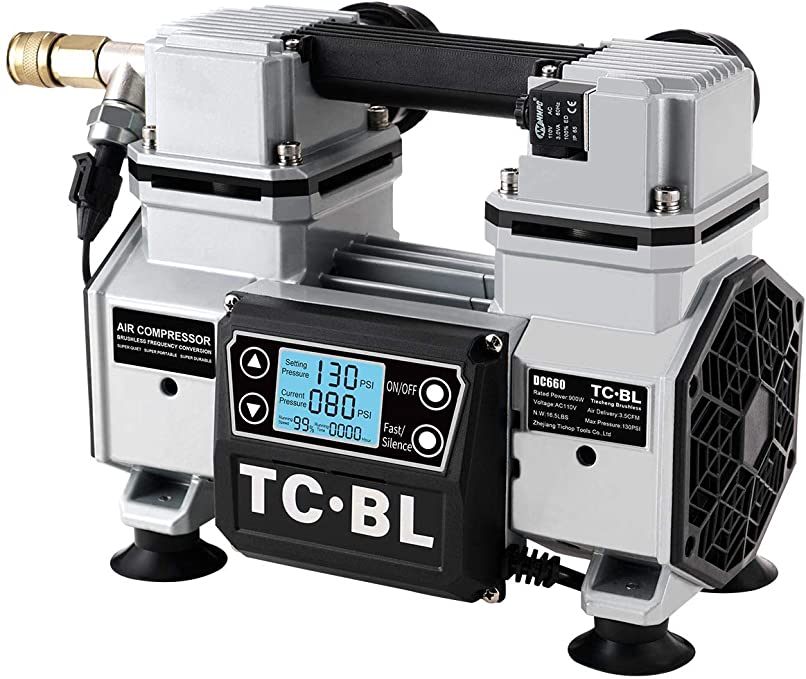 Buy TCBL Portable Air Compressor 110V,Ultra Quiet, Oil-Free, and Lightweight Small Air Pump 