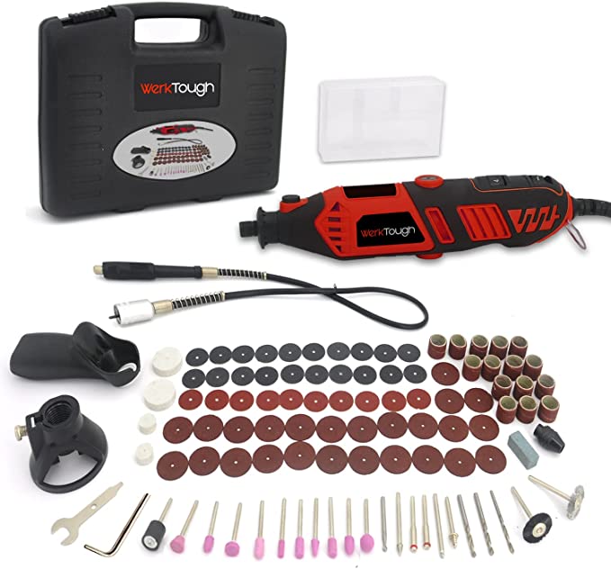 Buy PowerTough Rotary Tools Mini Grinder 1.5A with 105 Accessories in Tool Case, 3 Collect Size 1/8