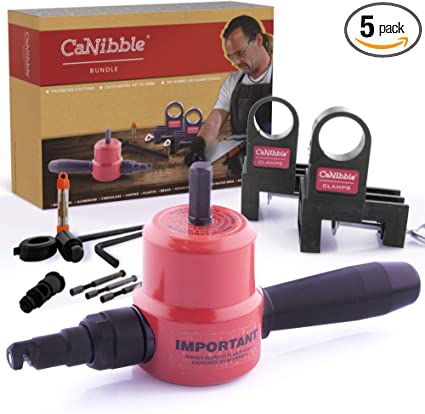 Buy CaNibble Bundle includes a Nibbler, two bench mounting clamps, three punches, one die, and a free circle cutting attachment. Made in Australia 