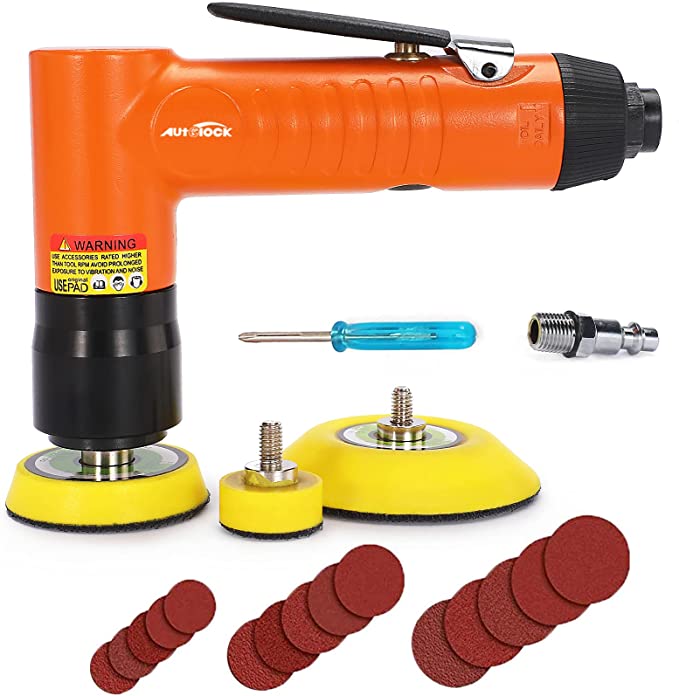 Buy Autolock 1/2/3 Inch Random Orbital Air Sander, 22000RPM Mini Pneumatic Sander for Auto Body Work, High Speed Sanders & Polisher with 15 Sandpapers 