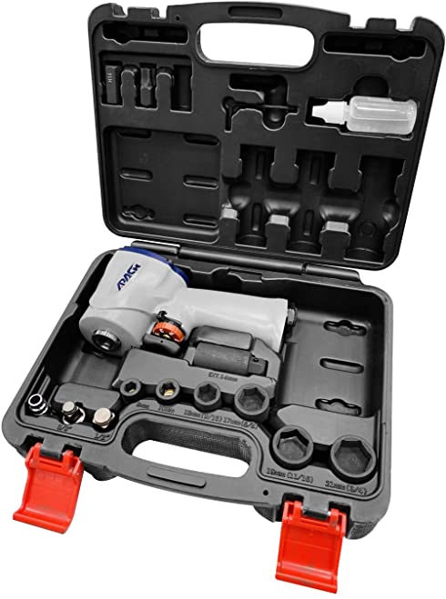 Buy Apach Patent 14mm Super Stubby Air Impact Wrench Set with Jumbo Hammer, High Torque, 3/8-Inch and 1/2-Inch Bits (AW050H)  