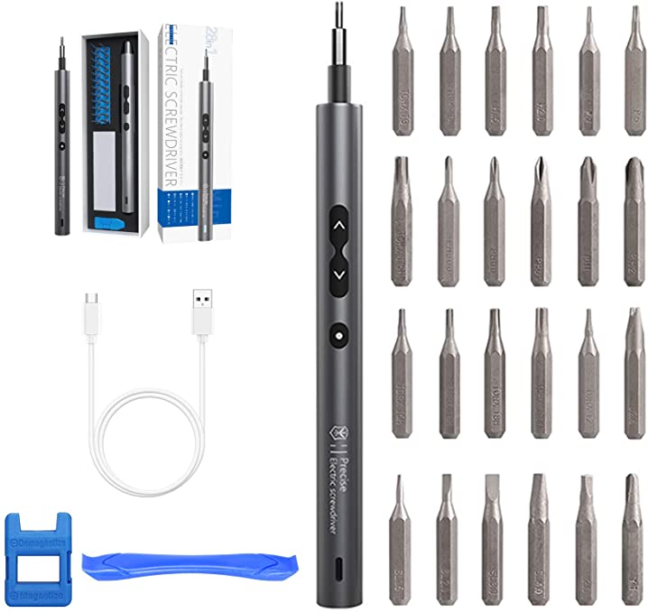 Buy Carperipher Mini Electric Screwdriver, 28-in-1 Small Cordless Rechargeable Power Screwdriver Kit with 24 Precision Bits, 3 LED Lights, and a Magnetic Mat, Handy Repair Tools for Phone, Laptop, Watch, and Camera 