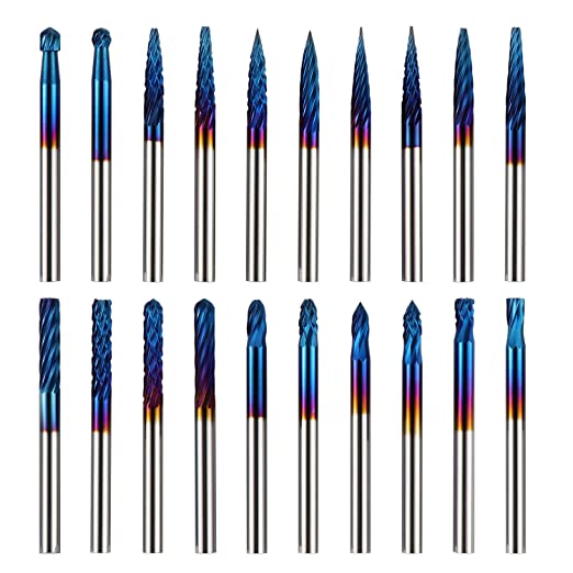 Buy 20pcs Carbide Burrs Set Nano Blue Coating Rotary Files 0.118