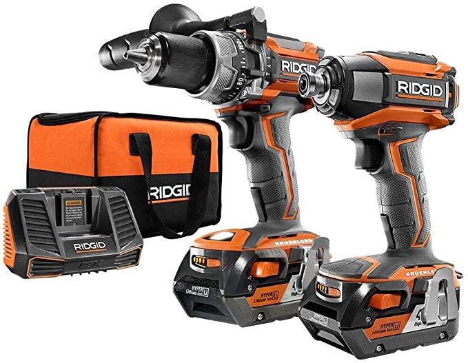 Buy Ridgid 18-Volt Gen5X Lithium-Ion Cordless Brushless Hammer Drill/Insulator Combo Kit with (2) 4.0Ah Batteries 