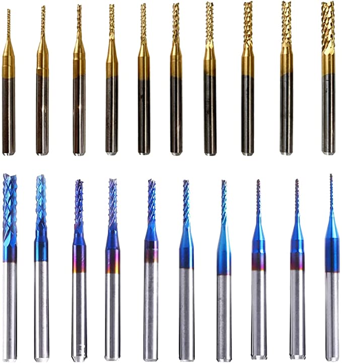 Buy CNC Router Bits, End Mills 0.8mm-3.0mm Cemented Carbide End Mill Engraving Bits 1/8