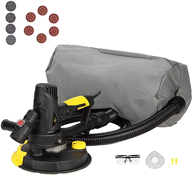 Buy Drywall Sanding Machine with Extra Mesh Sanding Discs and Safety Kit, CUBEWAY Electric Drywall Sander with Vacuum, Variable Speed, and 26FT Power Cord 