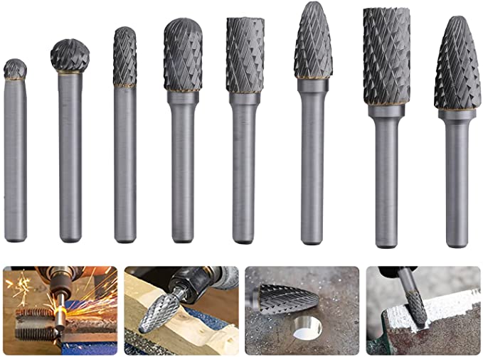 Buy 8pcs Double Cut Solid Power Tools Carbide Rotary Cutting Burr-Set - with 1/4