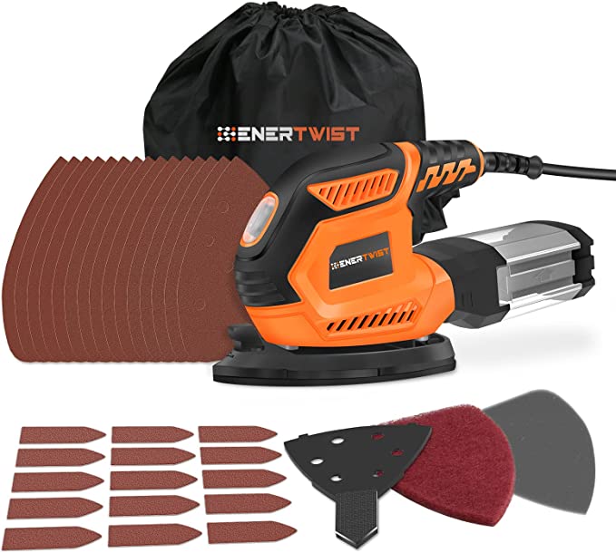 Buy 14000OPM Enertwist Detail Sander with 30 Multi-Sandpapers For Tight Corners and Small Hard-to-Reach Areas, a Lightweight Small Sander with Dust Box is Ideal. sanding of wood 