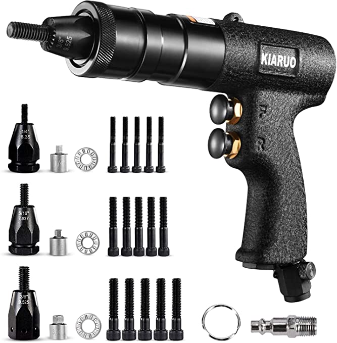 Buy KIARUO Pneumatic Rivet Nut Gun with Self-locking Head Gun, Quick-Change 1/4, 5/16, and 3/8 Mandrels, and Industrial Grade Adjustable Speed Pull Nut Gun Tool 