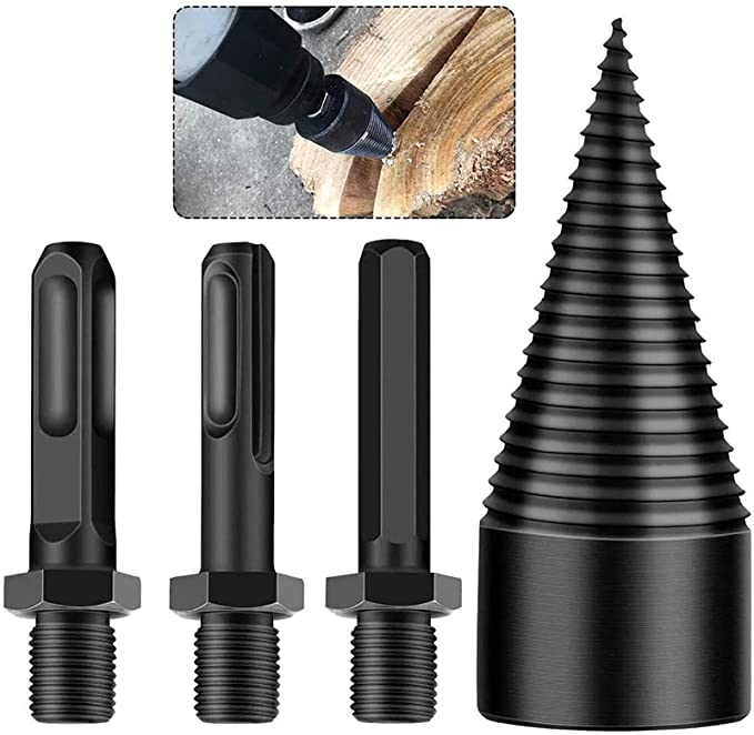 Buy 3Pcs Removable Wood Splitter Drill Bits, Heavy Duty Drill Screw Cone Driver for Hand Drill Stick-hex+Square+Round Sportuli 42mm Firewood Log Splitter Drill Bit (42mm)  