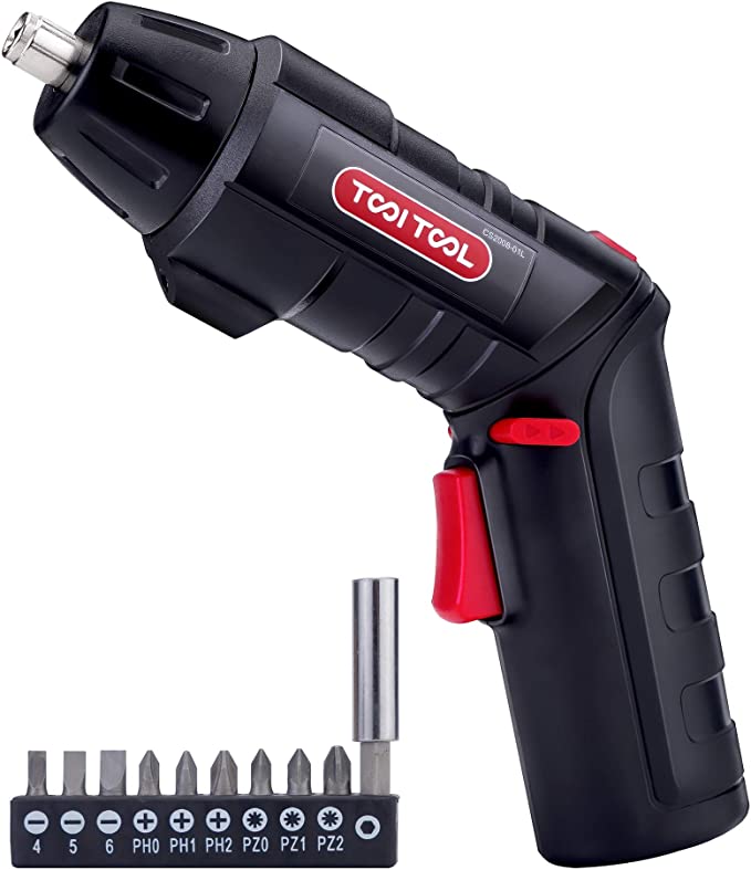 Buy TOOI TOOL 4V Max Cordless Pivoting Screwdriver Kit, Rechargeable Electric Screwdriver with LED Light, 2-Position Handle, and a 9-Piece Bit Set 