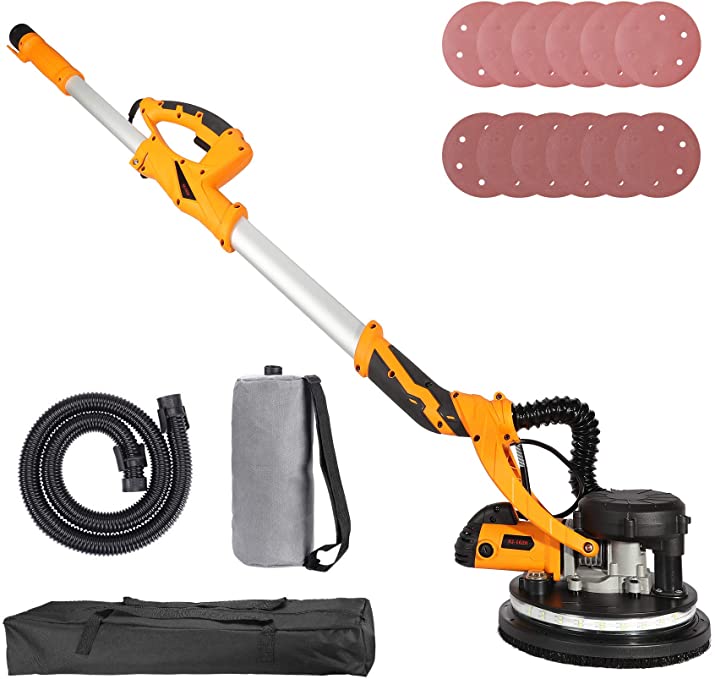 Buy Electric Pole Sander Machine for Wall Grinding with Extendable Handle 5-Speed LED Lights and 12 Sanding Discs 