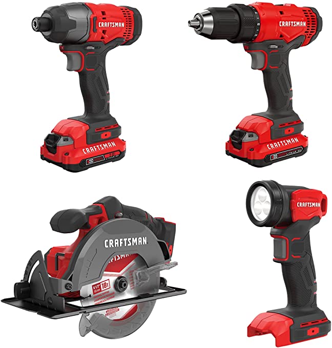 Buy 4 Tool CRAFTSMAN V20 Cordless Drill Combo Kit (CMCK401D2)  