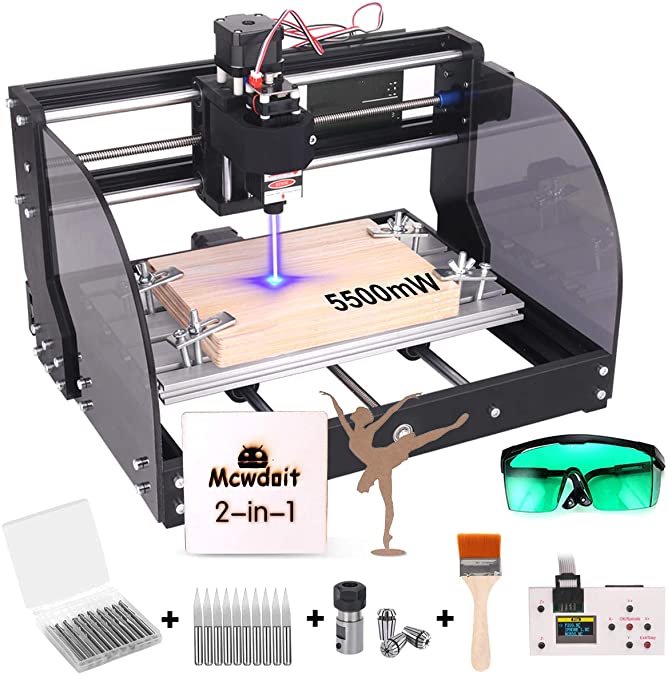 Buy GRBL 3 Axis Engraver Wood Plastic Acrylic PCB MDF Carving Milling with Offline Controller, CNC Router Bits, ER11 Collects 2-in-1 5500 m W 3018 Pro-M CNC Router Kit Engraving Machine, GRBL 3 Axis Engraver Wood Plastic Acrylic PCB MDF Carving Milling with Offline Controller, CNC Router Bits, ER11 Collects 