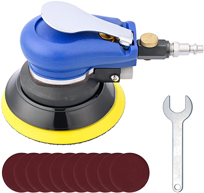 Buy Air Sanders For Auto Body Work By Bowd, 5 Inch Air Random Orbital Sander, Pneumatic Palm Sander Tool with 10 Pcs Sandpapers 