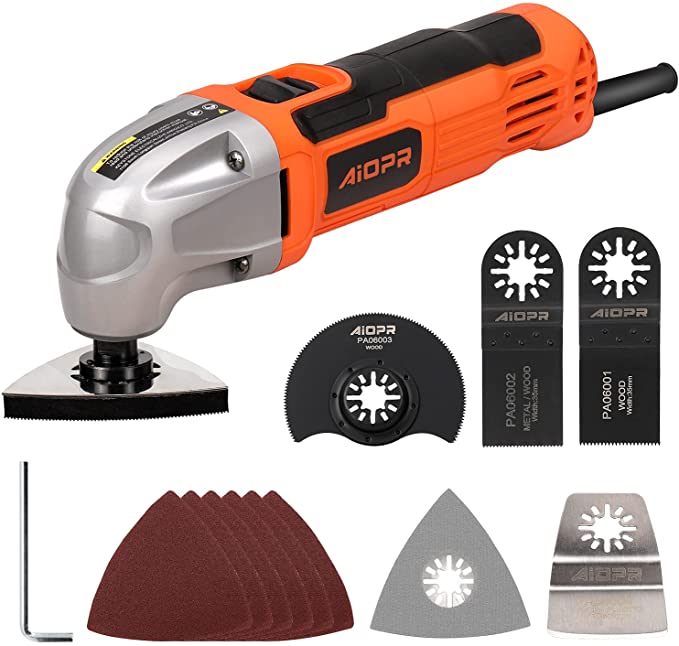 Buy AIOPR 1.5Amp Oscillating Multi Tool Kits with 3 Saw Blades, 1 Semi Circle Blade Sanding Plate, and 6 Sanding Pads (86221)  