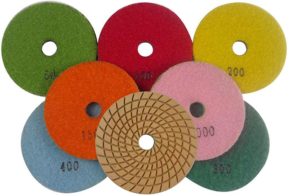 Buy 7 Pieces Konfor 4 Inch Wet Diamond Polishing Pads for Grinding Granite Marble Concrete Stones 