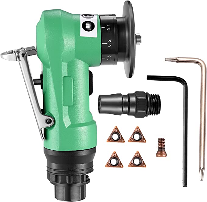 Buy Mini Pneumatic Chamfering Machine, 30000RPM C0.1-C1.5 Portable Handheld 45 Degree Arc Air Beveling Machine with 1/4 Inch Air Inlet, 2 Extra Cutter Heads for Trimming and Deburring (Green)  