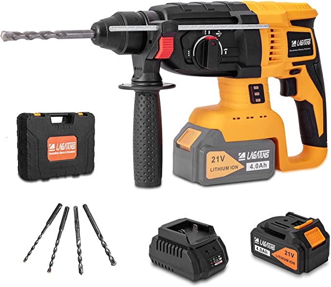 Buy Rotary Hammer Drill, 3 in 1 Brushless Impact Drill with Safety Clutch, 21V 4.0Ah 2000mA Battery, SDS-Plus 1/2 inch 