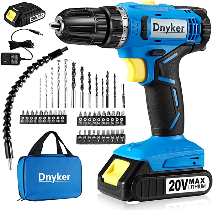 Buy DNYKER 20V MAX Cordless Drill Kit with 49 Accessories 2000mAh Drill Set 3/8