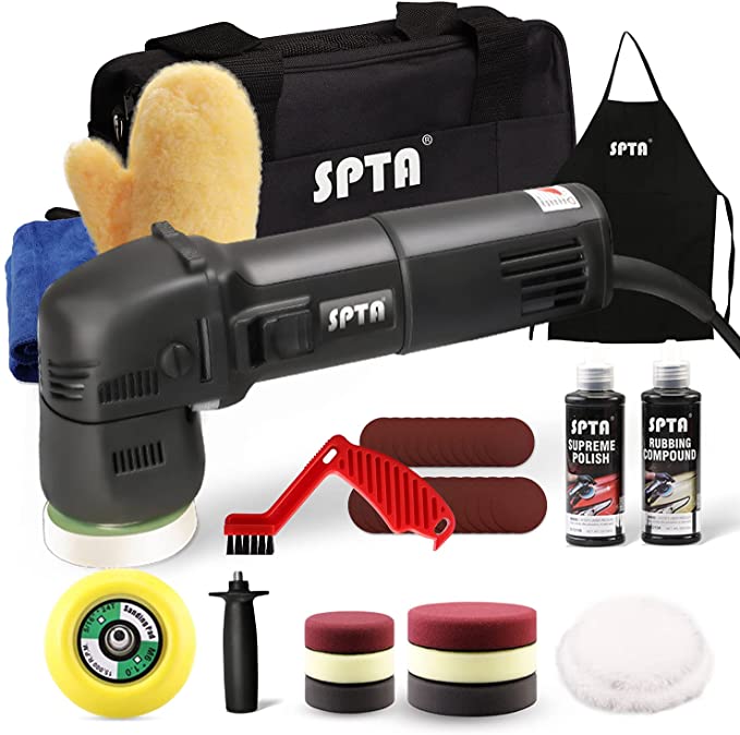 Buy Auto Detailing Tools with DA SPTA Buffer Polisher, Orbital Car Polisher 3 Inch 10mm/780W Variable Speed Orbit Dual Action Polisher Pad Conditioning Brush+Scratch Remover+Polishing Pads+Sanding Discs+Pad Conditioning Brush+Scratch Remover 