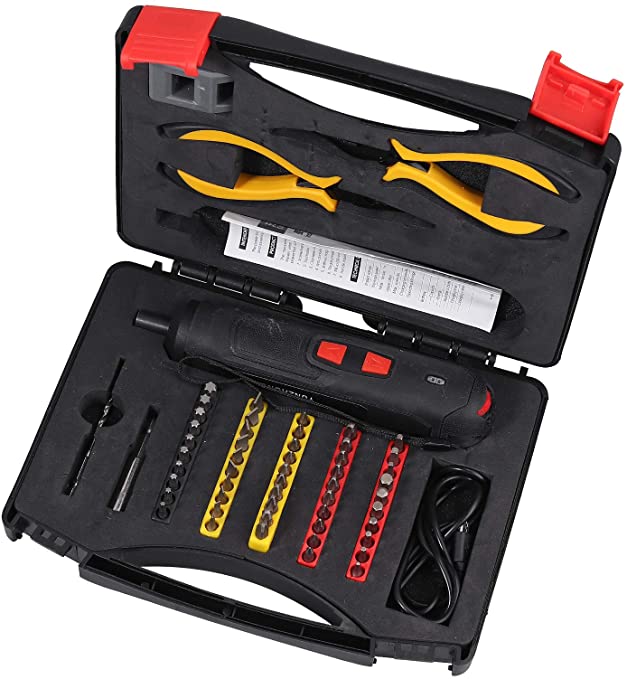 Buy CAMWAY Cordless Electric Screwdriver Kit, 6 Torque Rechargeable Charging Screw Driver, Automatic Lock Screwdriver Drill Tool with Screwdriver Bits, Magnetic-demagnetizer, Diagonal Pliers 