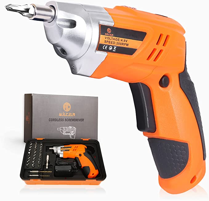 Buy Rechargeable Electric Screwdriver, Cordless Screwdriver Set 4.8V Lithium Ion Power Screw Guns With 32 Bits, LED Light for Home DIY, Power & Hand Tools 