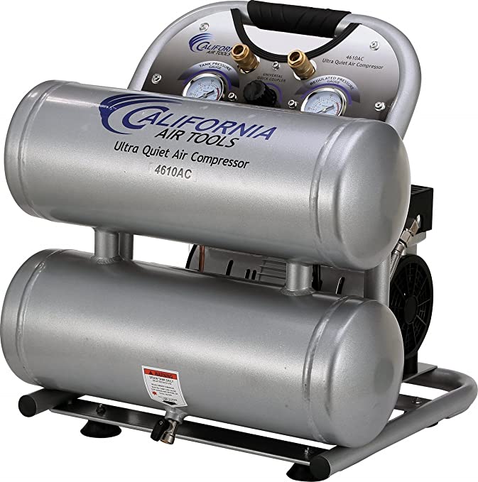 Buy California Air Tools CAT-4610AC 1.0 hp 4.6 gallon Aluminum Twin Tank Electric Portable Air Compressor, Silver, is ultra quiet and oil-free. 