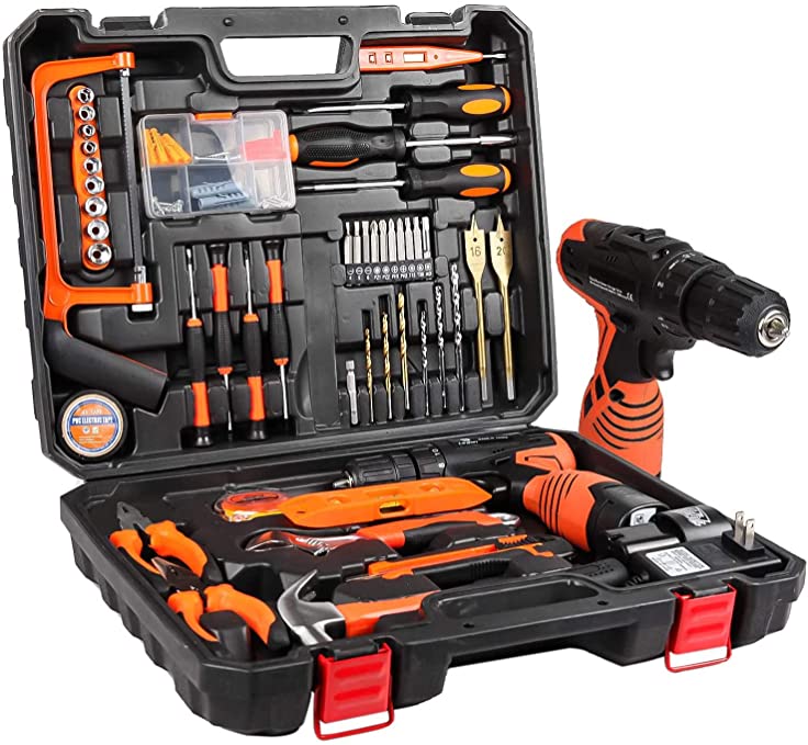 Buy Household Tools Set with DIY Hand Tool Kits for Professional Garden Office Home Repair Maintain-Black/Red 108 Piece Power Tool Combo Kits with 16.8V Cordless Drill, Household Tools Set with DIY Hand Tool Kits for Professional Garden Office Home Repair Maintain-Black/Red 