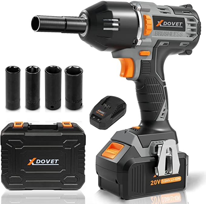 Buy XDOVET 20V Cordless Impact Wrench 1/2 inch, Brushless High Torque Impact Wrench Kit 300 Ft-lb, 5-Speed, 3.0Ah Battery and Fast Charger, 4Pcs Drive Impact Sockets, Power Compact Wrench for Car Home 