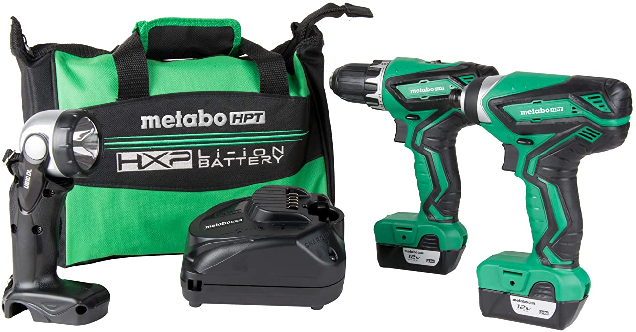 Buy Metabo HPT Cordless Combo Kit, 12V Peak, Compact Driver Drill & Impact Driver, 2-12V Li-Ion Batteries, Flashlight, 40-Minute Quick Charger & Carrying Bag, Lifetime Tool Warranty (KC10DFL2)  