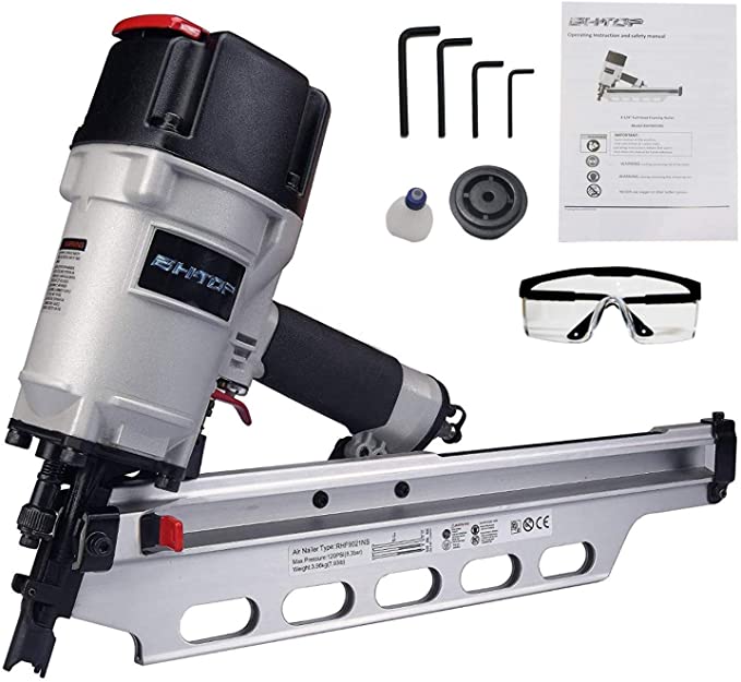 Buy Professional Air Nail Gun BHTOP 9021NS Framing Nailer 21 Degree 3-1/2