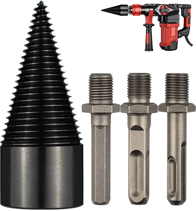 Buy Firewood Log Splitter Drill Bit Heavy Duty Electric Drills Screw Cone Driver Wood Splitting Drill Bit for Household Electric Drill -Hex, Square, Round (42mm)  