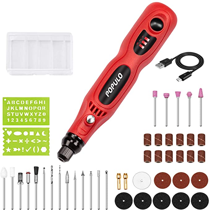 Buy Portable 4V Mini Rotary Tool with 46 Pieces Rotary Accessory Kit, 3-Speed, and USB Charging Multi-Purpose Power Tool for Delicate & Small Projects Cordless Rotary Tool LRT-4 Populo 