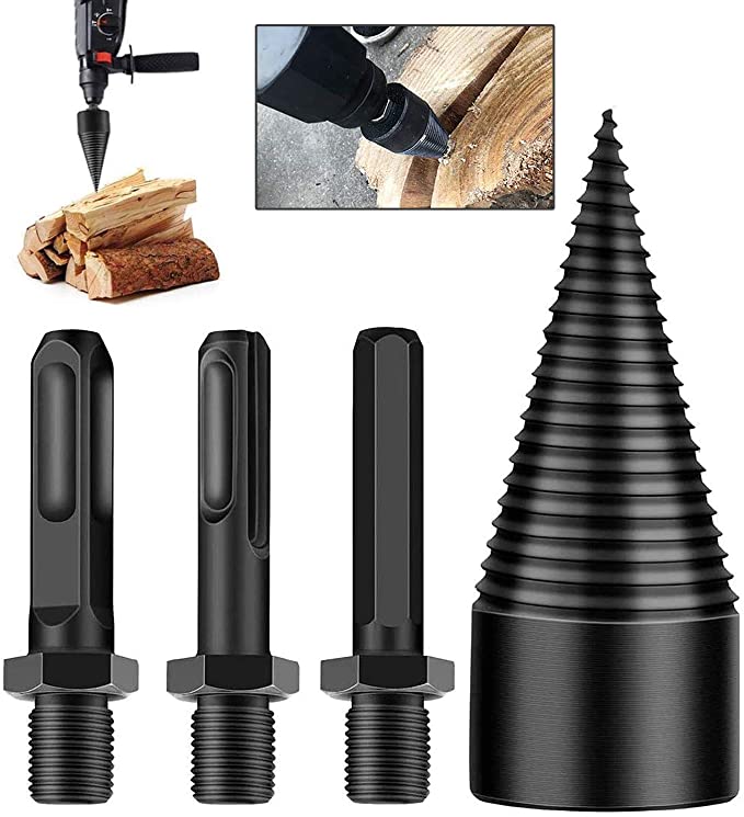 Buy FLRAUTO Firewood Drill Bit Wood Splitter,Electric Log Splitter Drill Bit,3 Pieces Wood Splitting Drill Bit, 1 Firewood Drill Bit, Portable Wood Cutting Tool for Hand Drill Stick, 42mm Household Electric Drill 