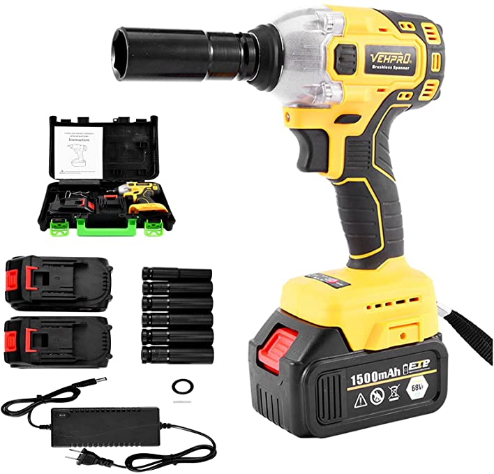 Buy Cordless Impact Wrench Set, 21V 3000bpm Brushless Motor, Electric Drill with Battery, 265ft-lb Max Torque, Non-Slip/Dustproof Impact Wrench, Aviation Construction Automotive Industries Use (yellow)  