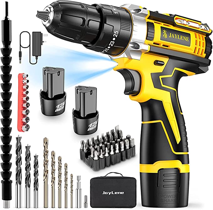 Buy JayLene 12V Cordless Drill Set,Power Drill 59 Pieces with 3/8