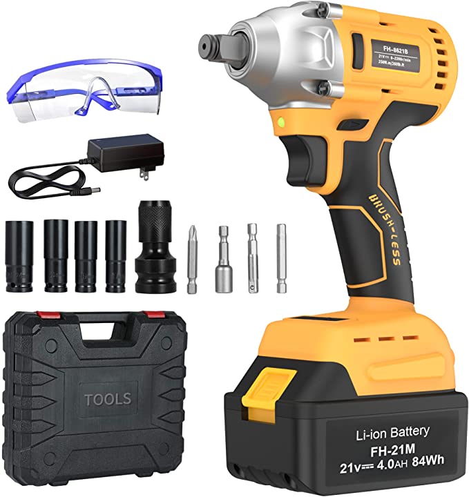 Buy Cordless Impact Wrench with a 21V Max Brushless Motor and a 1/2