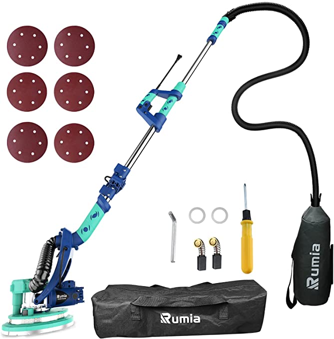 Buy Rumia, Drywall Sander 6.5Amp 800W Electric Foldable Wall Sander with Self-Dust Suction, 6 Variable Speed, LED Light, Extendable Handle, 6.6