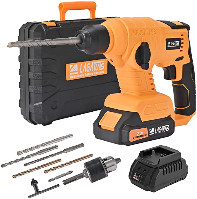 Buy Rotary Hammer Drill, Brushless Motor, 0-3800RPM, Three Functions: Hammer Drill, Drill And Screwdriver, Cordless Impact Driver Set It came with a lithium battery, a fast charger, and a drill bit. 