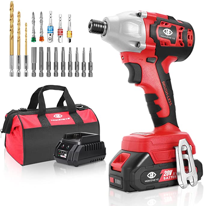 Buy Cordless Impact Driver Kit W/ 2035 In-lbs Torque, 0-2800 RPM Variable Speed, Impact Drill Power Tool with Fast Charger, 2.0Ah Li-ion Battery, LED Light, 17 Pcs Accessories, 20V Brushless Impact Driver 