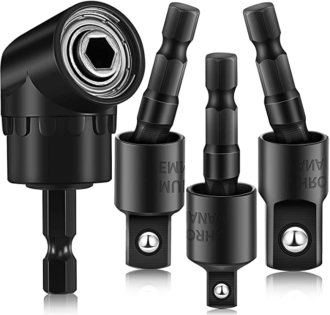 Buy 4 Pieces Impact Grade Sockets Adapter Power Drill Sockets Adapter Set for Household Workplace Industry with 360 Degree Rotatable Hex Shank Drill Adapters, 105 Degree Angle Screwdriver Drill Bit 