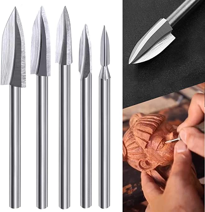 Buy 5 Pcs. Wood Carving Tools Wood Crafts Grinding Woodworking Tool HSS Engraving Drill Bit Set 1/8