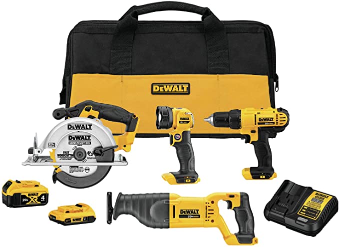 Buy 4-Tool DEWALT 20V MAX* Cordless Drill Combo Kit (DCK445D1M1)  