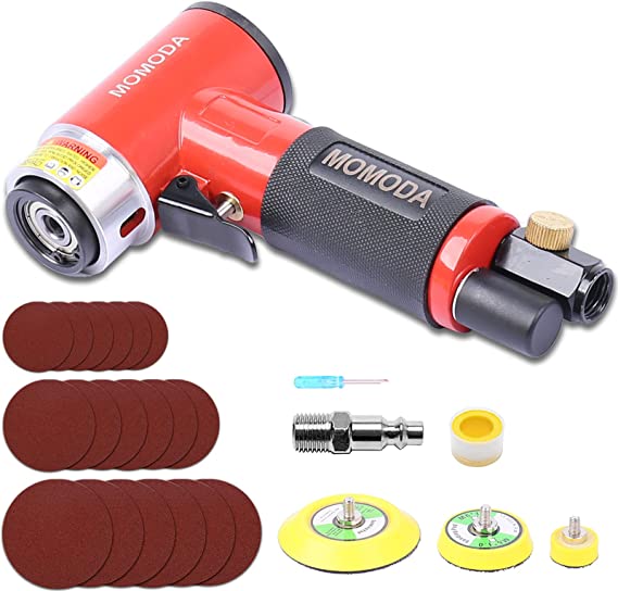 Buy MOMODA Mini Orbital Sander Pneumatic Palm Random Orbital Sander, Auto Body Sander, High Speed Air Powered Sanders and Polisher with 18 Sandpapers 