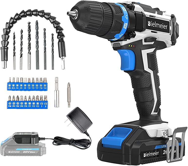 Buy Bielmeier 20V MAX Lithium-Ion Cordless Power Drill with Variable Speed, LED and 29pcs Drill Bits (BCDK-29)  