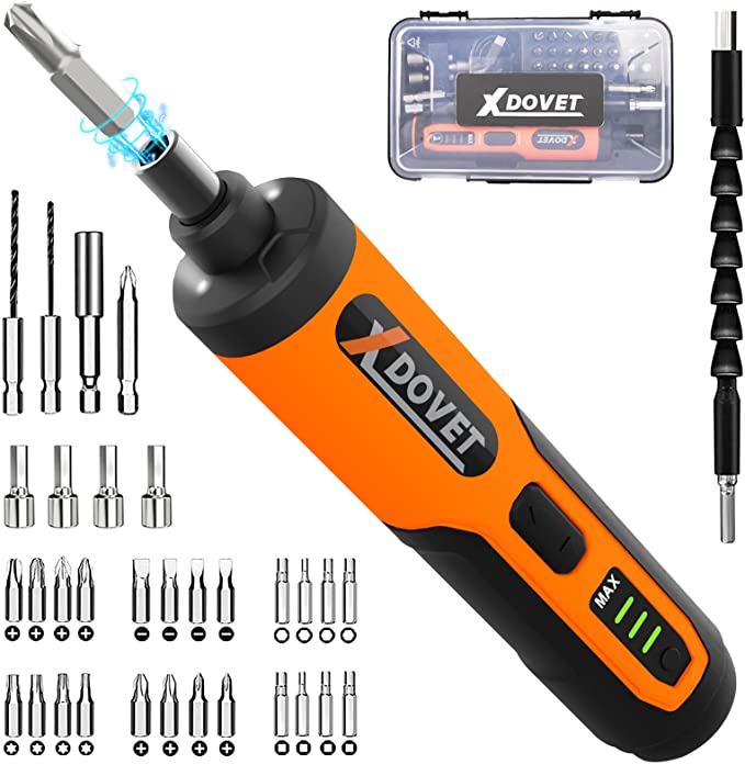 Buy 3V Rechargeable Electric Screwdriver Kit with 33pcs Bits and LED Work Light in Orange Box 