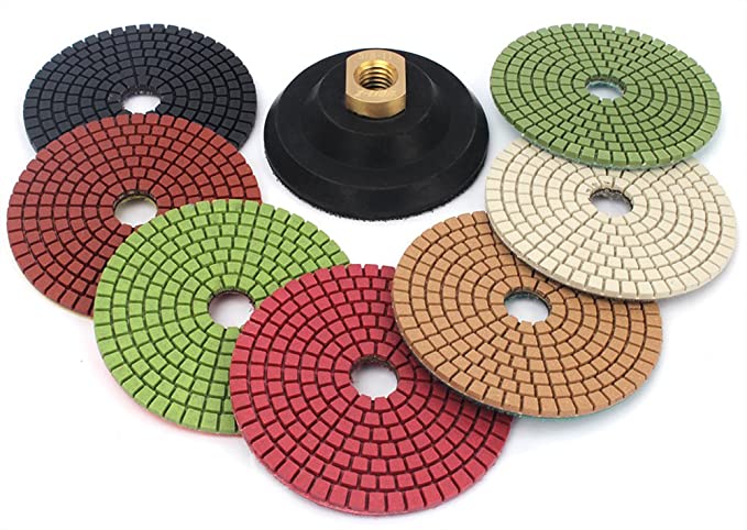 Buy 4 Inch Concrete Diamond Polishing Pad with Backer Pad 5/8-11 Thread for Angle Grinder Countertop Polishing 